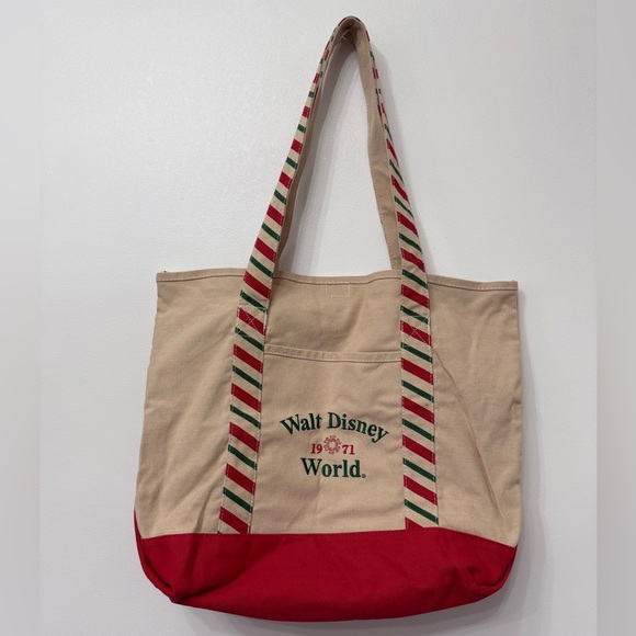 Disney Handbags - Walt Disney World Christmas Striped Tote Bag
